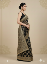 Black Banarasi Silk Saree - Image 3