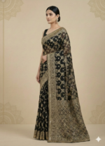 Black Banarasi Silk Saree - Image 2