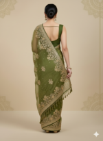 Green Banarasi Silk Saree (Floral Zari Work) - Image 4