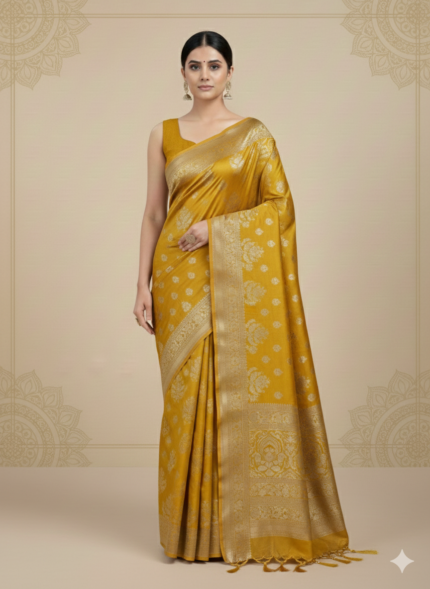Yellow Banarasi Silk Saree (Buti Zari Work)