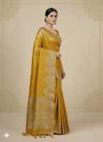 Yellow Banarasi Silk Saree (Buti Zari Work) - Image 4