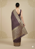 Purple Banarasi Silk Saree (Classic Zari Polka Motif) - Image 2