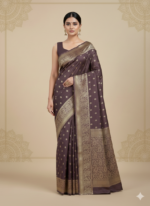 Purple Banarasi Silk Saree (Classic Zari Polka Motif)
