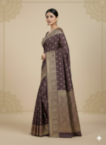 Purple Banarasi Silk Saree (Classic Zari Polka Motif) - Image 3