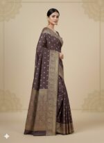 Purple Banarasi Silk Saree (Classic Zari Polka Motif) - Image 4