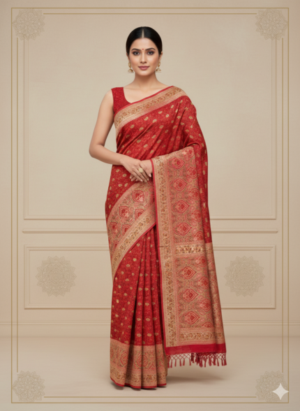 Red Banarasi Silk Saree (Traditional Zari Weave)