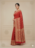 Red Banarasi Silk Saree (Traditional Zari Weave) - Image 3