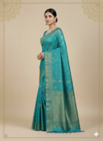 Teal Green Banarasi Silk Saree (Elegant Zari Weave) - Image 3