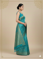 Teal Green Banarasi Silk Saree (Elegant Zari Weave) - Image 4
