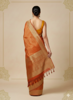 Yellow-Orange Banarasi Silk Saree - Image 2