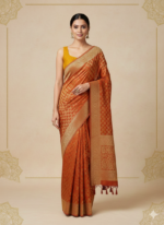 Yellow-Orange Banarasi Silk Saree