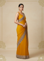 Mustard Yellow Silk Saree (Banarasi-style border) - Image 4