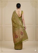 Olive Green with Antique Gold Zari - Image 2