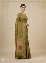 Olive Green with Antique Gold Zari - Image 3